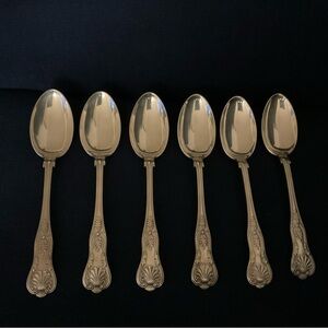 Bundle of 6 Hamilton silver plate large serving spoons.